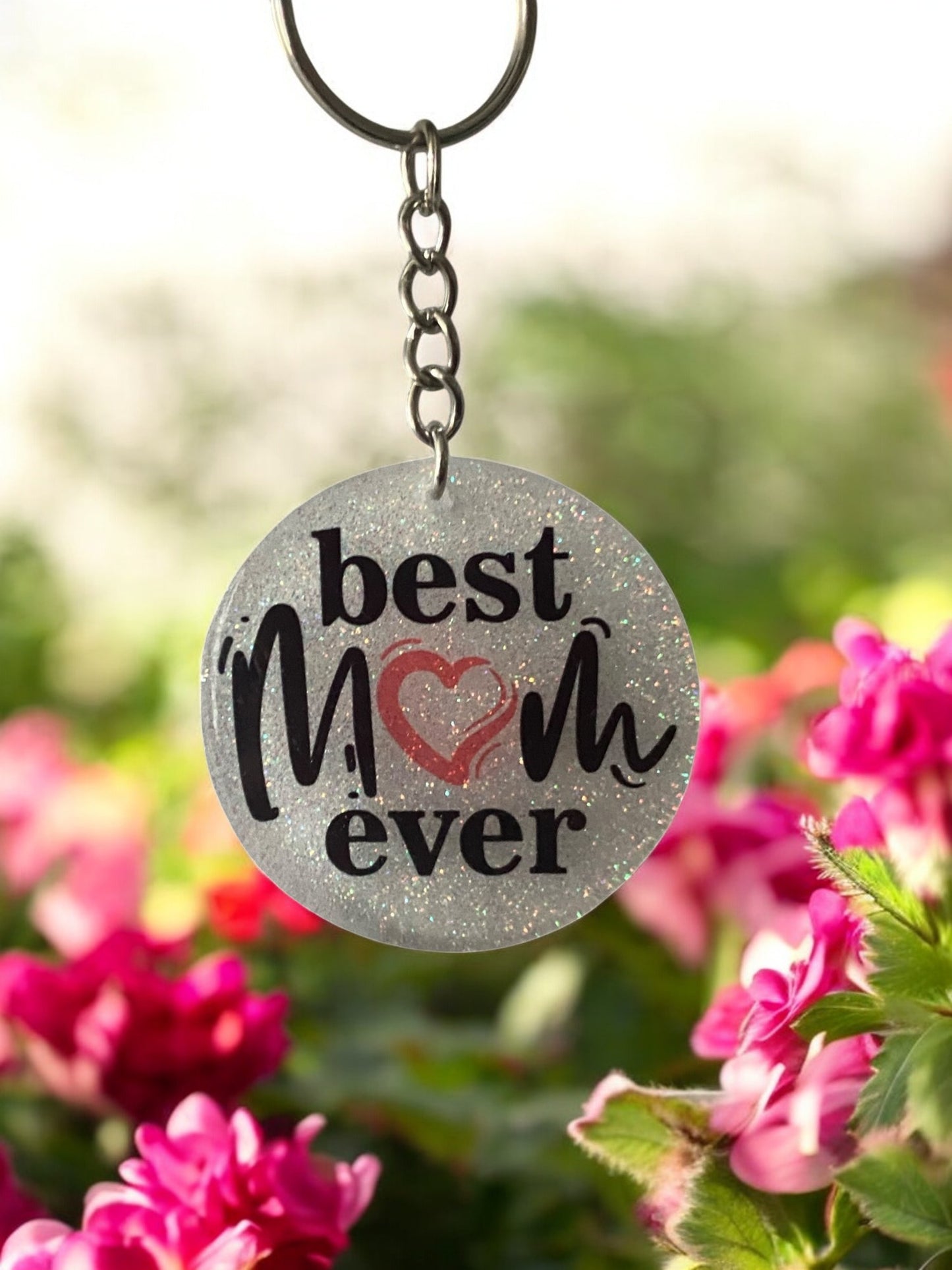 Glittery "Best Mom Ever" Keychain