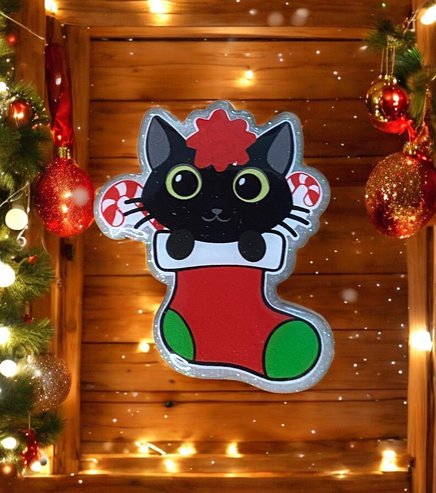 Festive Christmas Cat Stocking Topper – Holiday Topper for Cat Lovers