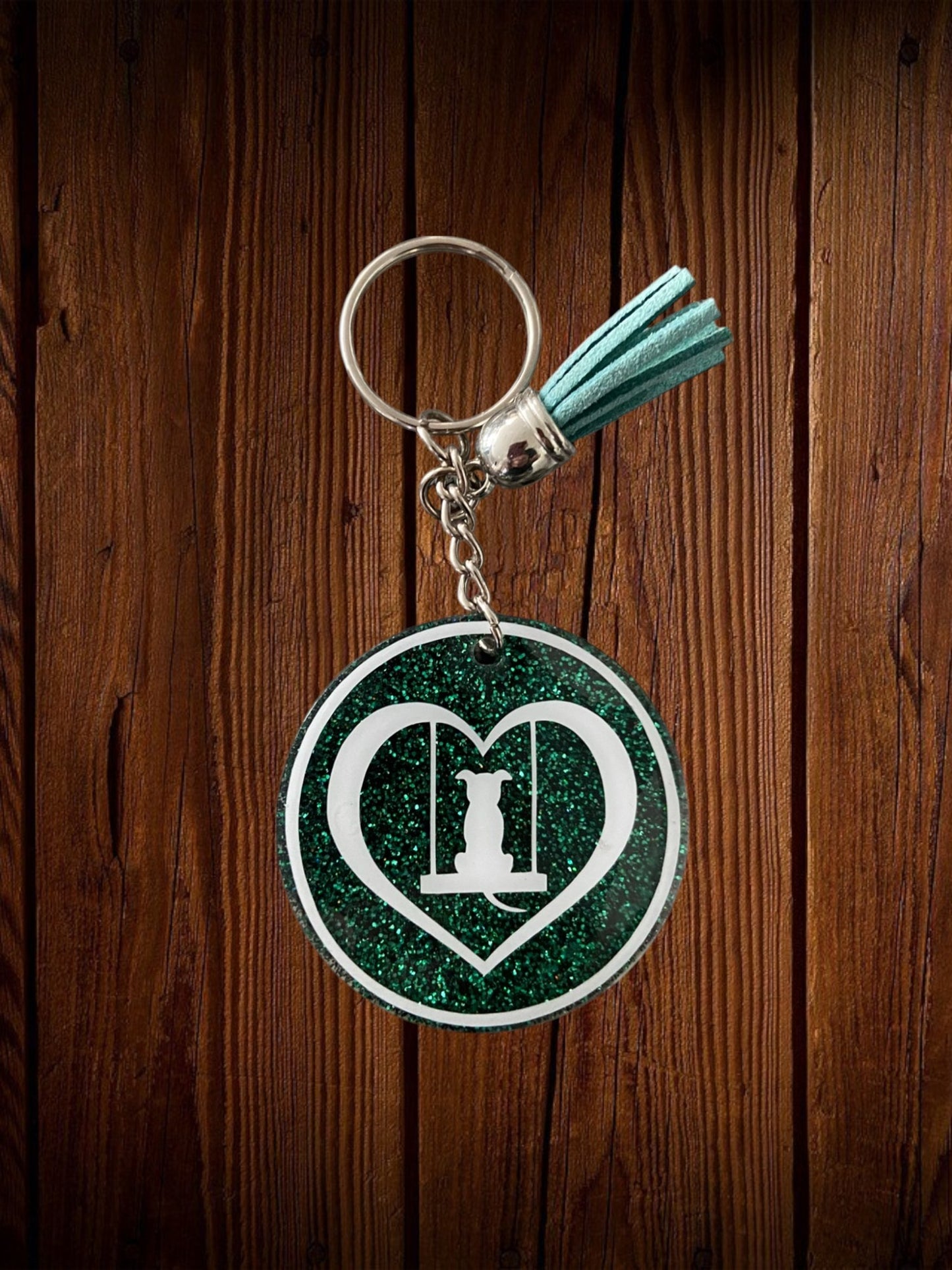 Dog on Swing Keychain