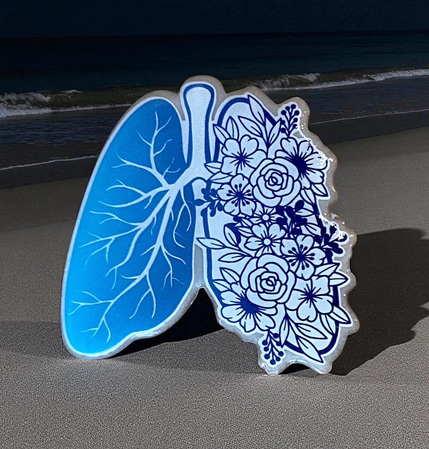 Floral Anatomical Lung Topper – Unique Medical Art for Badge Reels & Décor