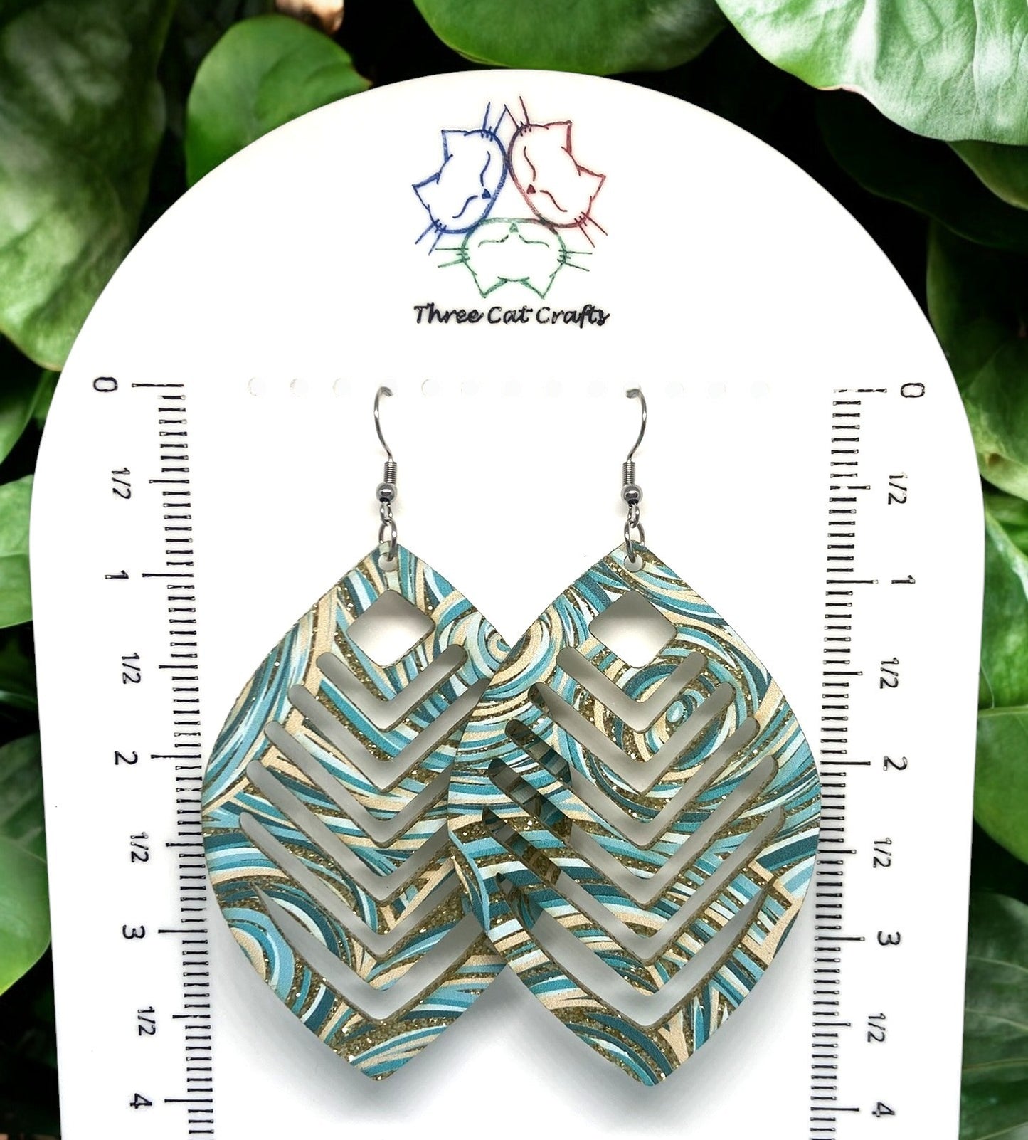 Long Gold Glitter Acrylic Earrings โ Colorful & Sparkly Statement Jewelry