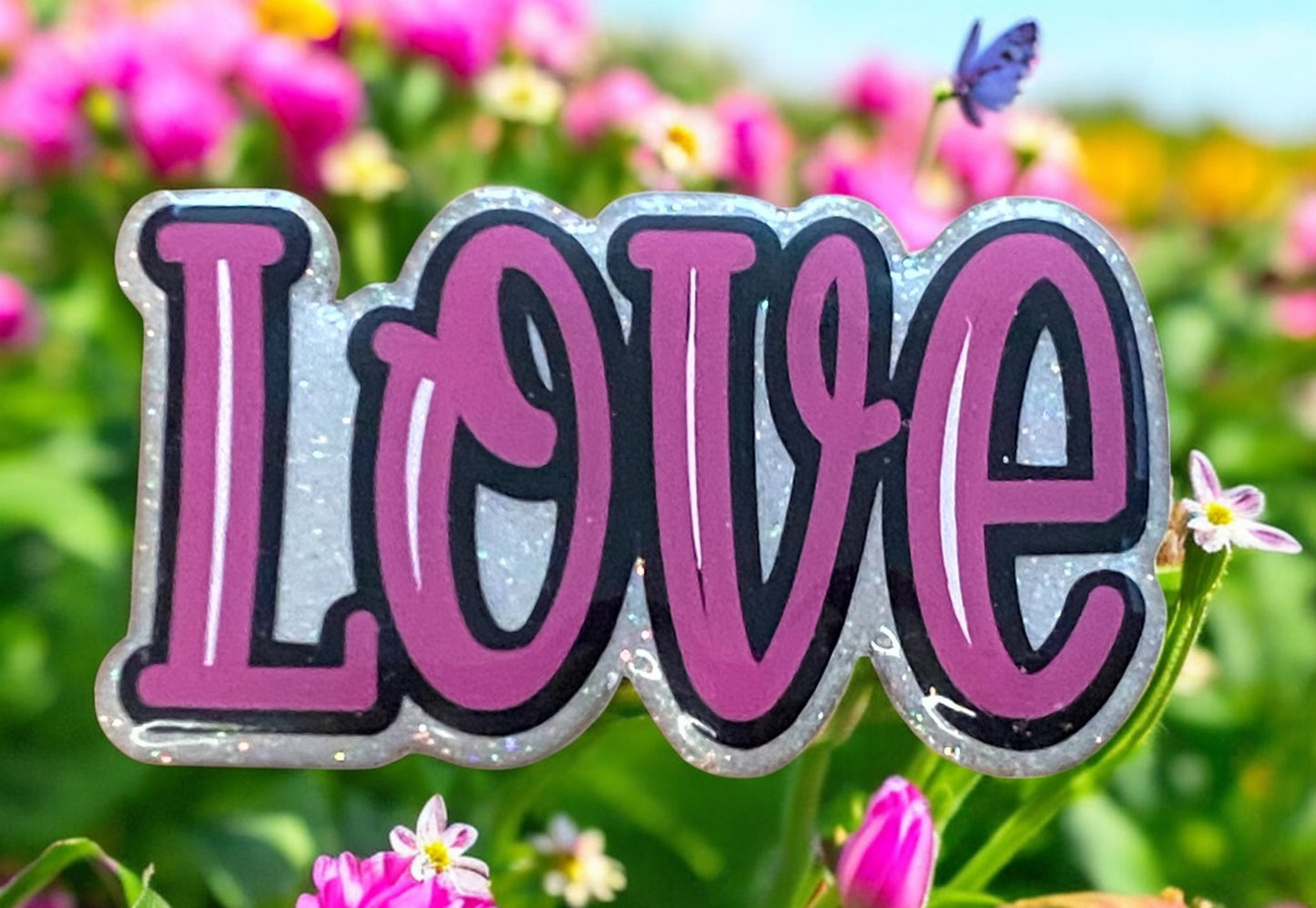 Pink LOVE Badge Reel Topper