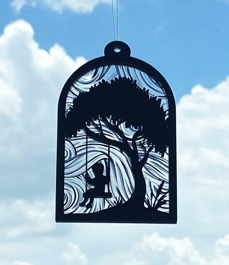 π³ Boy on Tree Swing Suncatcher
