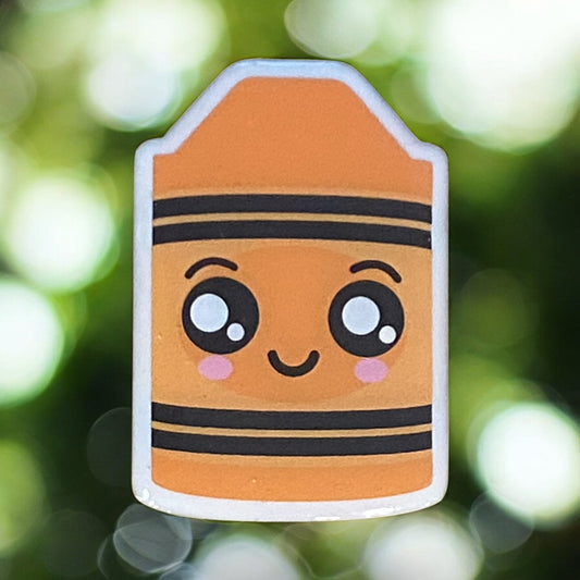Lovely Orange Crayon Badge Reel Topper