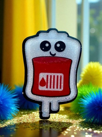 Smiley Blood Bag  Badge Reel Topper – For Healthcare Heroes!
