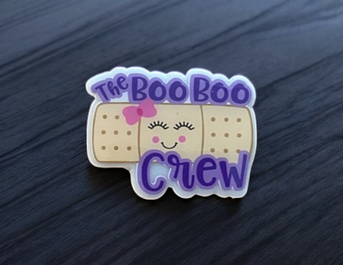 “The Boo Boo Crew” Badge Reel – Bandage with Pink Bow