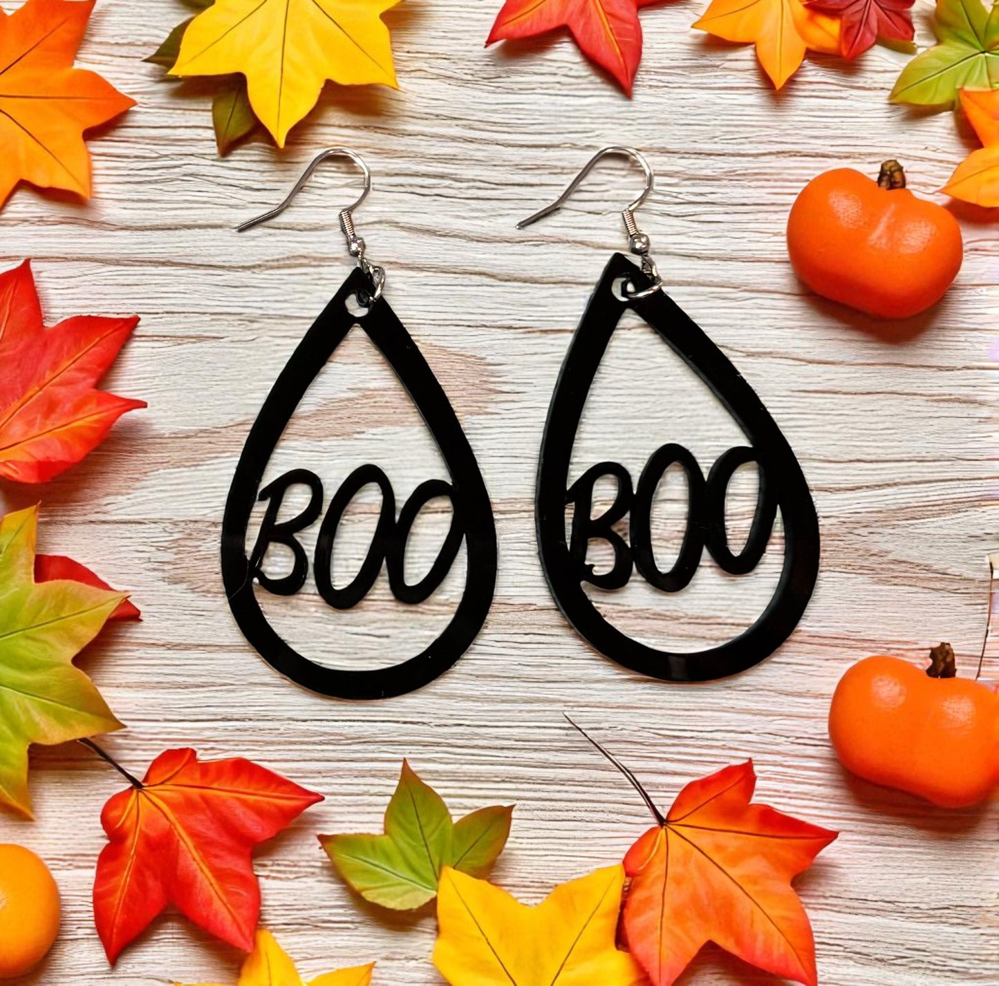 BOO Teardrop Halloween Earrings