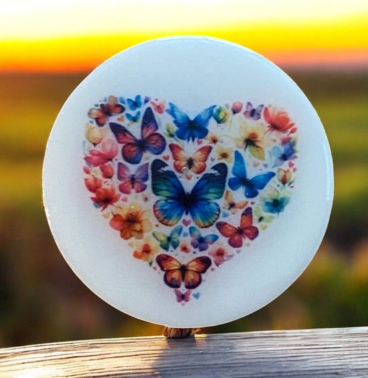 Butterfly Heart Badge Reel Topper