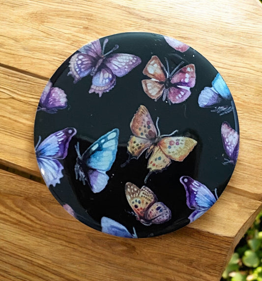 Butterfly (Black Background) Interchangeable Badge Reel Topper