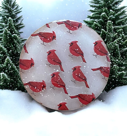 Winter Cardinal Badge Reel Topper – A Cozy Pop of Red for the Season!