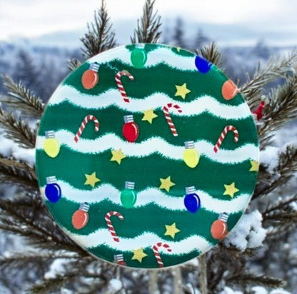 Christmas Candy Cane & Lights Badge Reel Topper