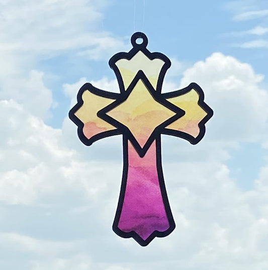 Sunset Gradient Cross Suncatcher