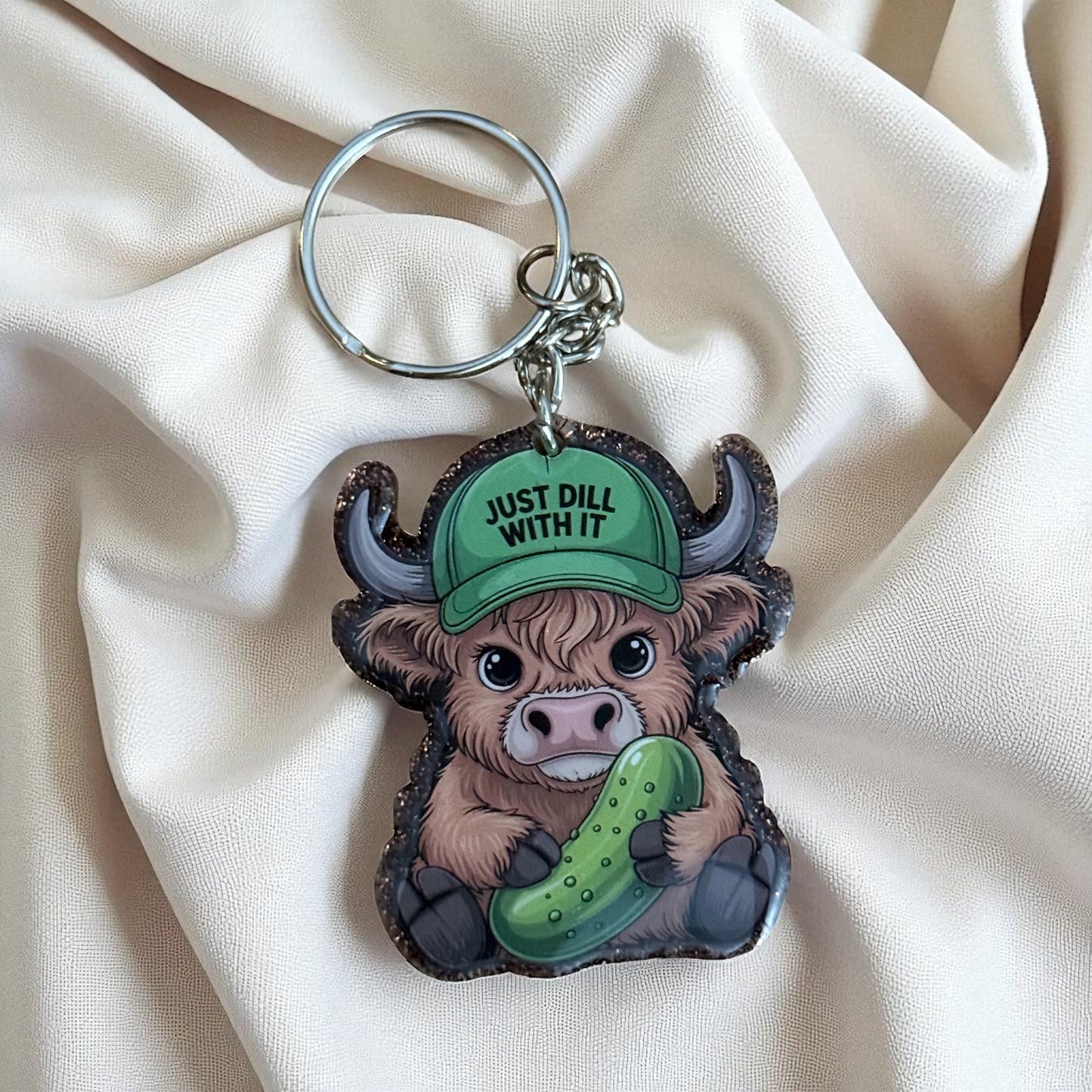 Just Dill With It – Highland Cow Keychain