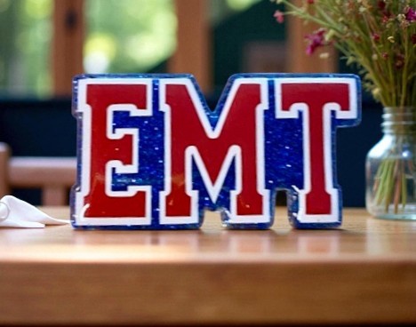 EMT Badge Reel Topper – Red, White & Bold!