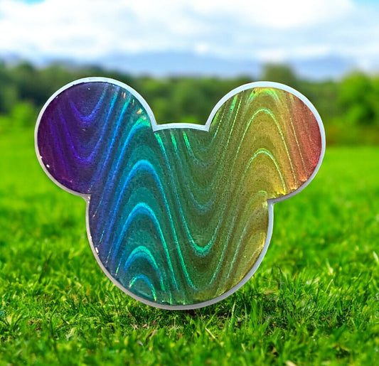 Holographic Rainbow Mouse Ears Badge Reel Topper