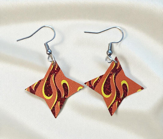 Fiery Starburst Flame Earrings