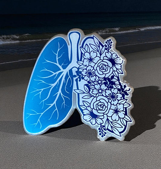Floral Anatomical Lung Topper – Unique Medical Art for Badge Reels & Décor