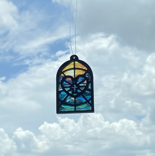 Heart and Cross Stained Glass Suncatcher