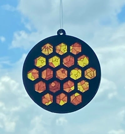 Honeycomb Pattern Suncatcher in Yellow & Orange