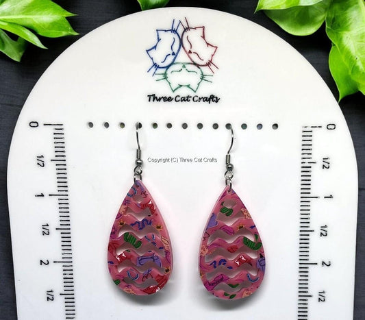 Pink Teardrop Earrings with Chevron Cutout – Cowgirl Western Vibes