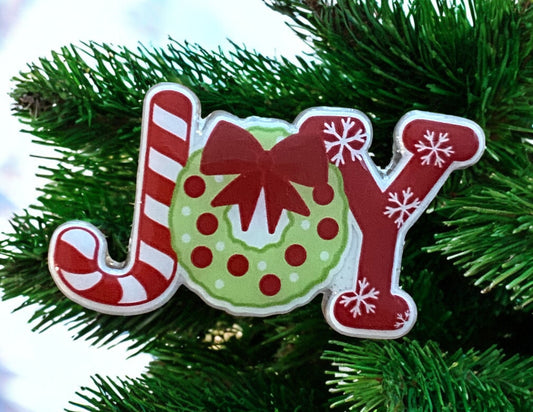 JOY Christmas Badge Reel Topper – Festive Holiday ID Accessory