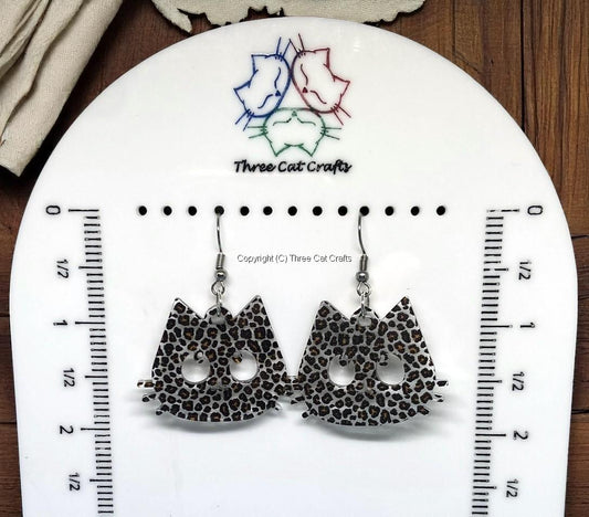 Small Leopard Print Cat Acrylic Earrings