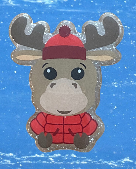 Cute Winter Moose Badge Reel Topper – Holiday Office Accessory