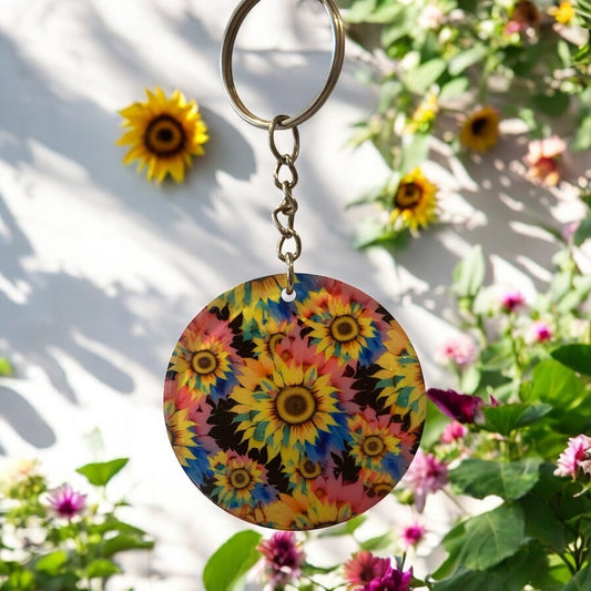 Bright Floral Acrylic and Resin Keychain