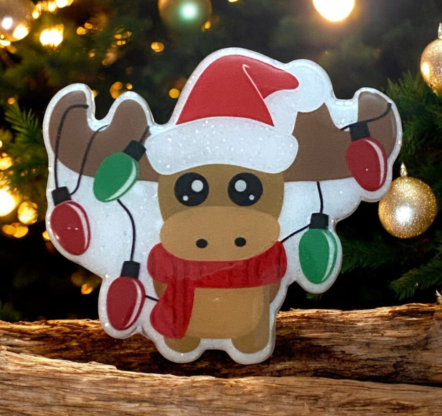 Jolly Reindeer Badge Reel Topper