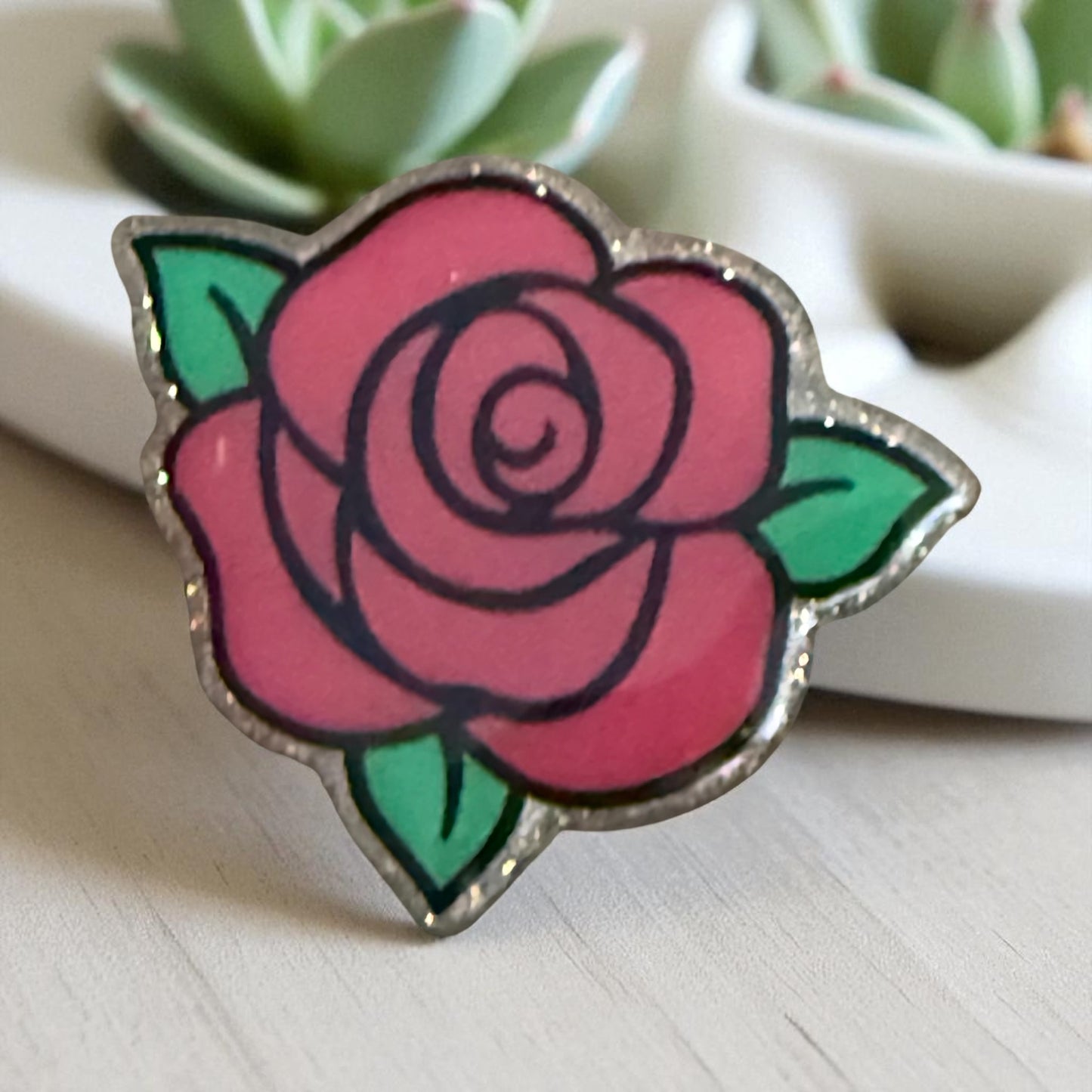 Red Rose Badge Reel Topper