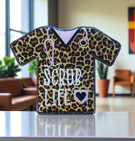 🐆 Scrub Life Leopard Print Badge Reel Topper