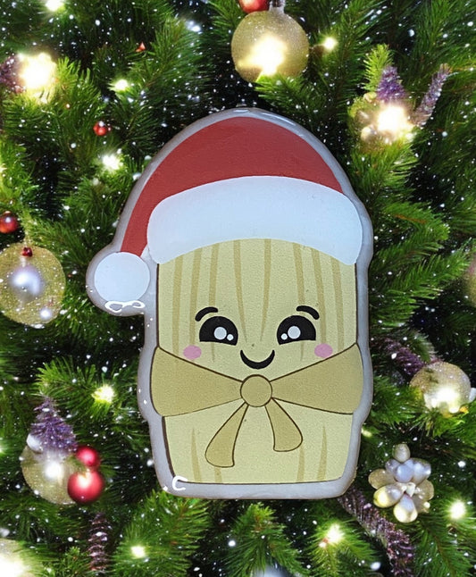 Tamale Badge Reel Topper – Holiday Accessory with Santa Hat