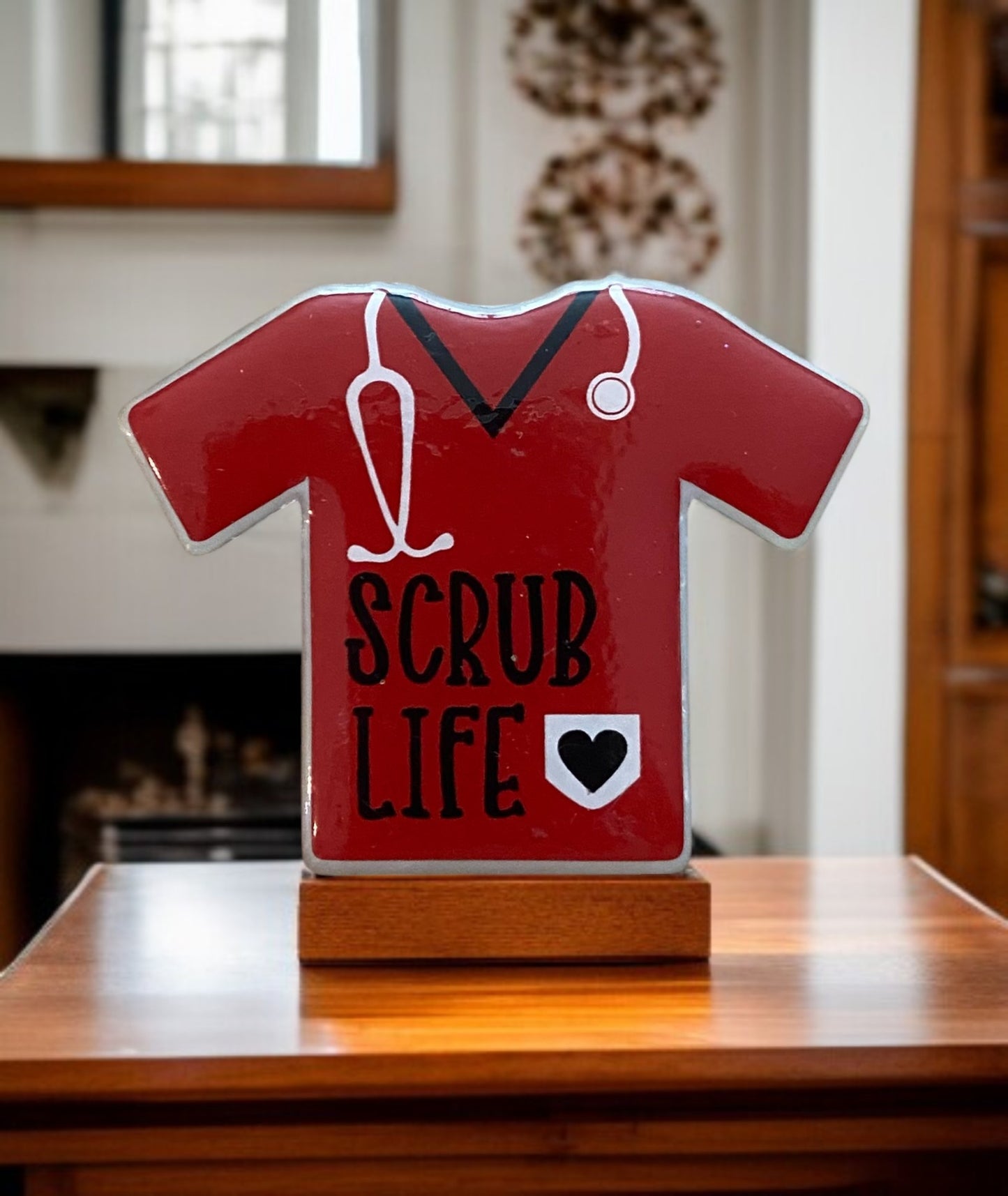 Scrub Life Badge Reel Topper – Red/Black