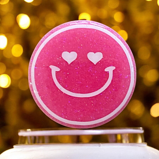 Pink Smiling Face – Badge Reel Topper