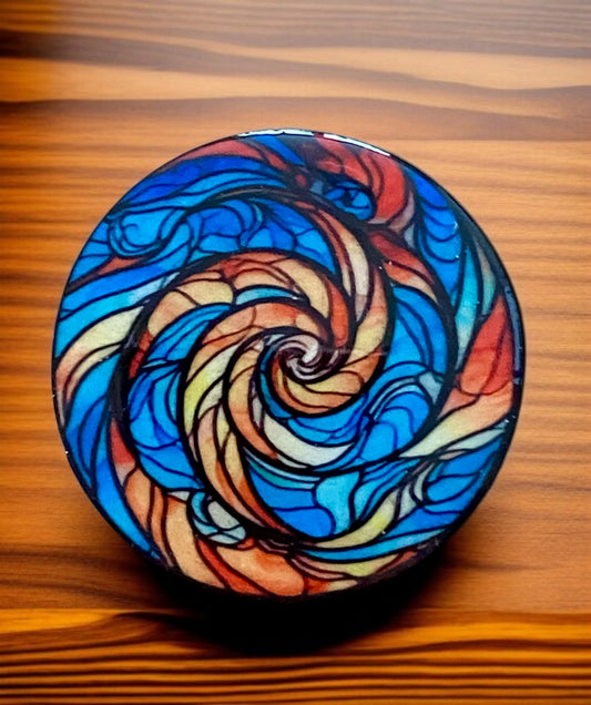 Swirl Stained Glass Badge Reel Topper – Artsy Vibes for Workdays