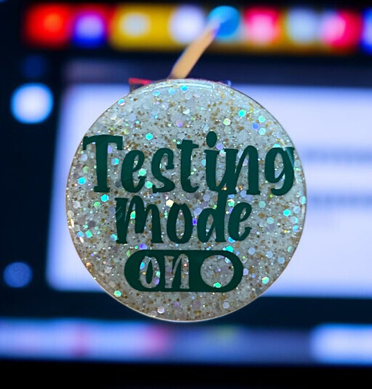 Testing Mode ON Glitter Badge Reel Topper – Teacher / Student Testing Day Vibes! ✏️📚