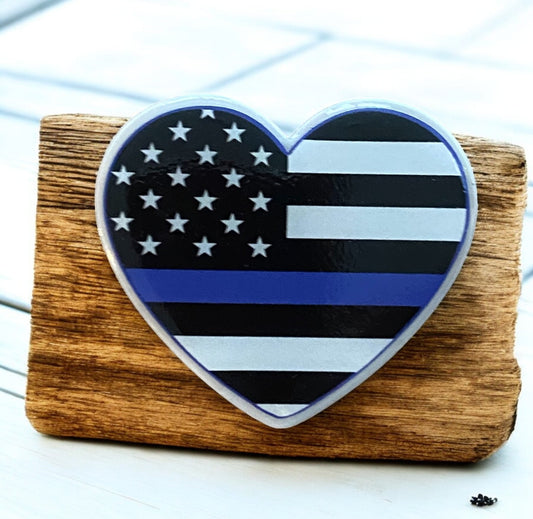 Thin Blue Line Heart Badge Reel Topper