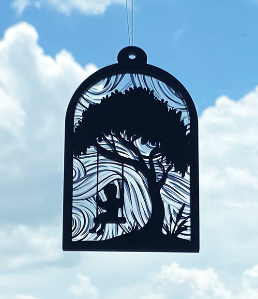 🌳 Boy on Tree Swing Suncatcher
