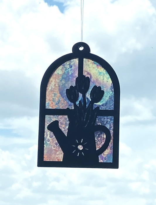 Watering Can & Tulip Suncatcher