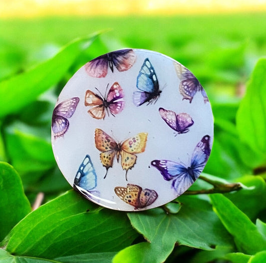 Butterfly (White Background) Interchangeable Badge Reel Topper